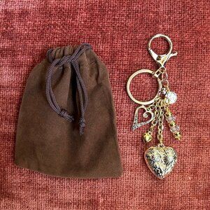 New LOVE Bag Charm, Heart Charms Gold Tone 💕💕✨